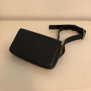 Aritzia Auxiliary Leather Flap Belt Bag in Black